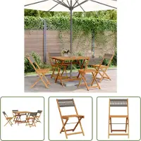 The Living Store Ensemble de jardin 5 pièces polypropylène et bois massif gris