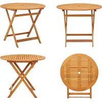 vidaXL Table de jardin pliante Ø 90 x 75 cm en bois massif d'eucalyptus - Table à manger - Tables à manger - Table à manger de jardin - Tables à manger de jardin