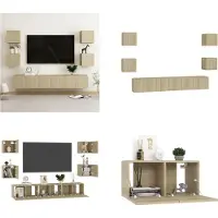 vidaXL 7 pcs. Armoire TV Set Sonoma chêne bois composite - Armoire TV - Armoire HiFi - Armoires HiFi