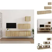 vidaXL Ensemble de 4 meubles TV Chêne Sonoma Matériau dérivé du bois - Meuble TV