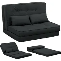COMHOMA Fauteuil relax Canapé de sol pliable Fauteuil de sol avec fonction sommeil Lazy Sofa, polissé avec dossier réglable sur 5 positions noir