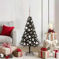 vidaXL Meuble Arbre de Noël 150 LED avec support Noir 120 cm PVC - 8294377