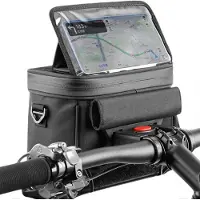 Rhein Beleuchtung Sacoche de vélo 4.5L Sacoche de vélo pliable noire polyvalente Paquet de guidon de vélo Avec écran tactile, étanchéité