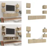 vidaXL 6 pcs. Armoire TV Sonoma chêne bois composite - Ensemble d'armoires TV - Ensembles d'armoires TV - Meuble-paroi