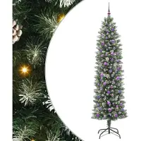 Syfax Arbre de Noël artificiel slim avec 300 LED Vert et blanc 240 cm