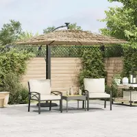 Prolenta Maison Exclusive - Parasol avec mât en acier, couleur marron, dimensions 246x246x230 cm