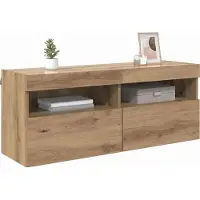 Syfax Meuble TV mural avec LED Chêne artisanal 100 x 30 x 40 cm