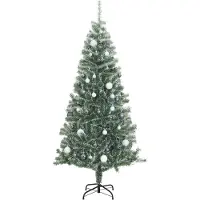 Prolenta Maison Exclusive - Sapin de Noël artificiel avec 300 LED et boules, effet neige, 210 cm