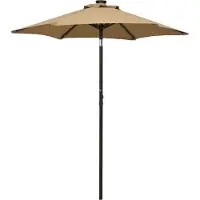 Prolenta Maison Exclusive - Parasol avec éclairage LED, taupe, 200 x 211 cm, aluminium