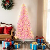 vidaXL Sapin de Noël simple avec 300 LED avec support Rose 180 cm PVC - Sapins de Noël artificiels FR7307333 2parcel