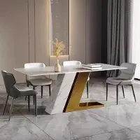 Xl Moebel Gmbh Tables Design Table de luxe imitation marbre Meubles de salle à manger Tables de salle à manger modernes Or