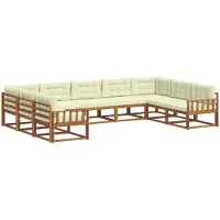 vidaXL Ensemble de salon de jardin 9 pièces, couleurs naturelles et crème
