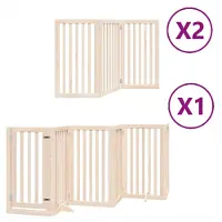 Syfax Barrière pour chien porte pliable 12 panneaux bois de peuplier