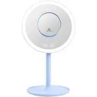 Emke Miroir cosmétique LED avec 3 couleurs de lumière, grossissement 1/3x, interrupteur tactile et fonction mémoire, loupe pour miroir de salle de bain(bleu clair)