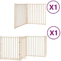 Syfax Barrière pour chien avec porte pliable 6 panneaux bois peuplier