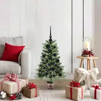 vidaXL Meubles de haute qualité Sapin de Noël avec 150 LEDs avec support Vert 90 cm PE - 1264821