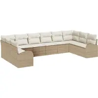 vidaXL set de 10 canapés de jardin avec coussins Beige Poly Rattan, Canapé de jardin 2 places avec espace de rangement et coussins Beige Poly Rattan, Canapés de jardin DesignMöbel Nouveau