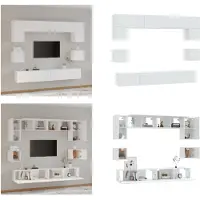 vidaXL 8 pcs. Ensemble d'armoires de télévision blanc en bois composite - Ensemble d'armoires de télévision - Armoire de télévision - Support de télévision
