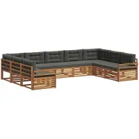 vidaXL Ensemble de canapés d'extérieur avec coussins 9 pièces Nature et Anthracite