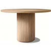 AEA Table en bois massif moderne piètement à colonne tons naturels Table de salon