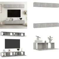 vidaXL Armoires TV 4 pcs. Betongrau 100x30x30 cm Holzwerkstoff - Armoire TV - Armoires TV - Armoire Hi-Fi - Armoires Hi-Fi
