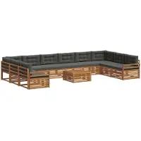 vidaXL Ensemble de canapés , 11 pièces, en bois d'acacia massif, couleurs : naturel et anthracite