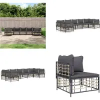 vidaXL 7 pcs. Garden Lounge Set with Coussins Anthracite Poly Rattan - Garden Lounge Set - Garden Lounge Sets - Lounge Set - Garden Meuble