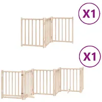 Syfax Barrière pour chiens avec porte pliable 9panneaux bois peuplier