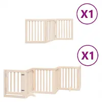 Syfax Barrière pour chiens avec porte pliable 9panneaux bois peuplier