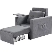 SucceBuy Canapé-lit et fauteuil avec poche latérale, coussin, dossier réglable