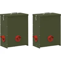 Syfax Mangeoire pour poules 2 pcs Vert olive 32,5 x 20,5 x 43 cm