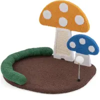 Costway Arbre à chat aspect champignon, arbre à chat avec lit pour chat, griffoir en sisal, balle en plumes & repose-tête, arbre à grimper Meubles pour chats en bois 59x49x43cm Coloré