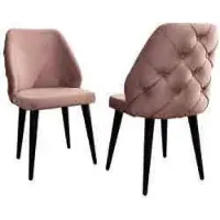 Xl Moebel Gmbh Bois rembourré chaise beige retour Chesterfield pieds noirs salle à manger