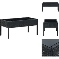 vidaXL Table de jardin noire 75x40x37 cm Poly rotin - Tables de jardin