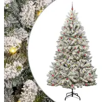 vidaXL Meubles haut de gamme Arbre de Noël artificiel vert et blanc 300 cm PVC et métal - 9438790