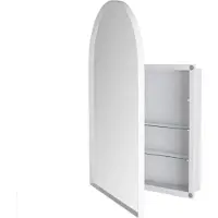 Zimilo Armoire de toilette Arched, miroir mural avec cadre métallique, armoire encastrée, étagères, espace de rangement, anti-buée, pour salle de bain et salon, blanc