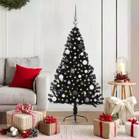 vidaXL Style élégant Sapin de Noël artificiel pré-éclairé noir 150 cm PVC DE4993554