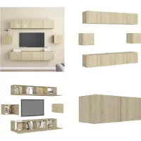 vidaXL 6 pcs. Armoire TV Sonoma chêne bois composite - Ensemble d'armoires TV - Ensembles d'armoires TV - Ensembles d'armoires TV suspendues