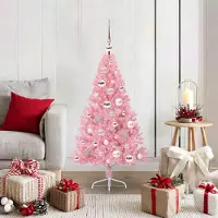 vidaXL Meubles haut de gamme Arbre de Noël artificiel pré-éclairé Rose 120 cm PVC - 2440270