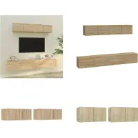 vidaXL 4 pcs. Armoire TV Sonoma chêne bois composite - Ensemble d'armoires TV - Ensembles d'armoires TV - Meuble-paroi