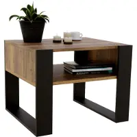 Mirabilesse Table basse - design moderne rustique - Table de salon Table d'appoint Table de salon Table de thé en bois Chêne rétro - Noir Mat 65x45x53,6