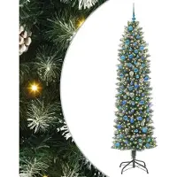 Syfax Arbre de Noël artificiel slim avec 300 LED Vert et blanc 240 cm