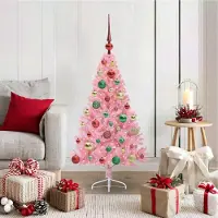 vidaXL Meubles Arbre de Noël artificiel pré-éclairé Rose 120 cm PVC - 2974258