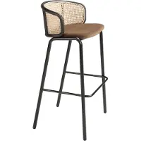 Angel Cerdá Tabouret en rotin et velours marron 4128
