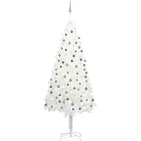 Prolenta Maison Exclusive - Sapin de Noël artificiel avec lumières et boules blanches, 240 cm