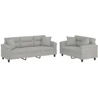 Syfax Ensemble de canapés 2 pcs coussins Gris clair Tissu microfibre
