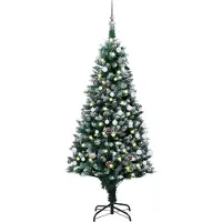 vidaXL Meubles Arbre de Noël artificiel avec éclairage Boules Cônes 180 cm - Guirlandes de Noël 3077703