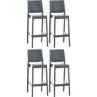 CLP Lot de 4 tabourets de bar en polypropylène, empilables, résistants aux intempéries et aux UV, hauteur d'assise 75 cm
