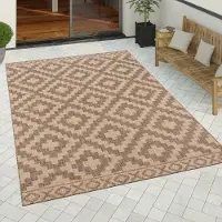 Paco Home Tapis d'extérieur résistant aux intempéries Motif bohème scandinave Losanges Robuste Balcon Terrasse Cuisine Dimensions 60 x 100 cm