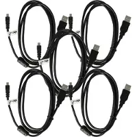 VHBW 5x Câble de données USB (USB standard type A vers appareil photo) compatible avec Panasonic Lumix DMC-FP2, DMC-FP3 appareil photo, 150 cm